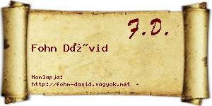 Fohn Dávid névjegykártya